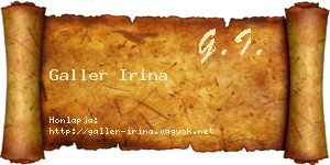 Galler Irina névjegykártya